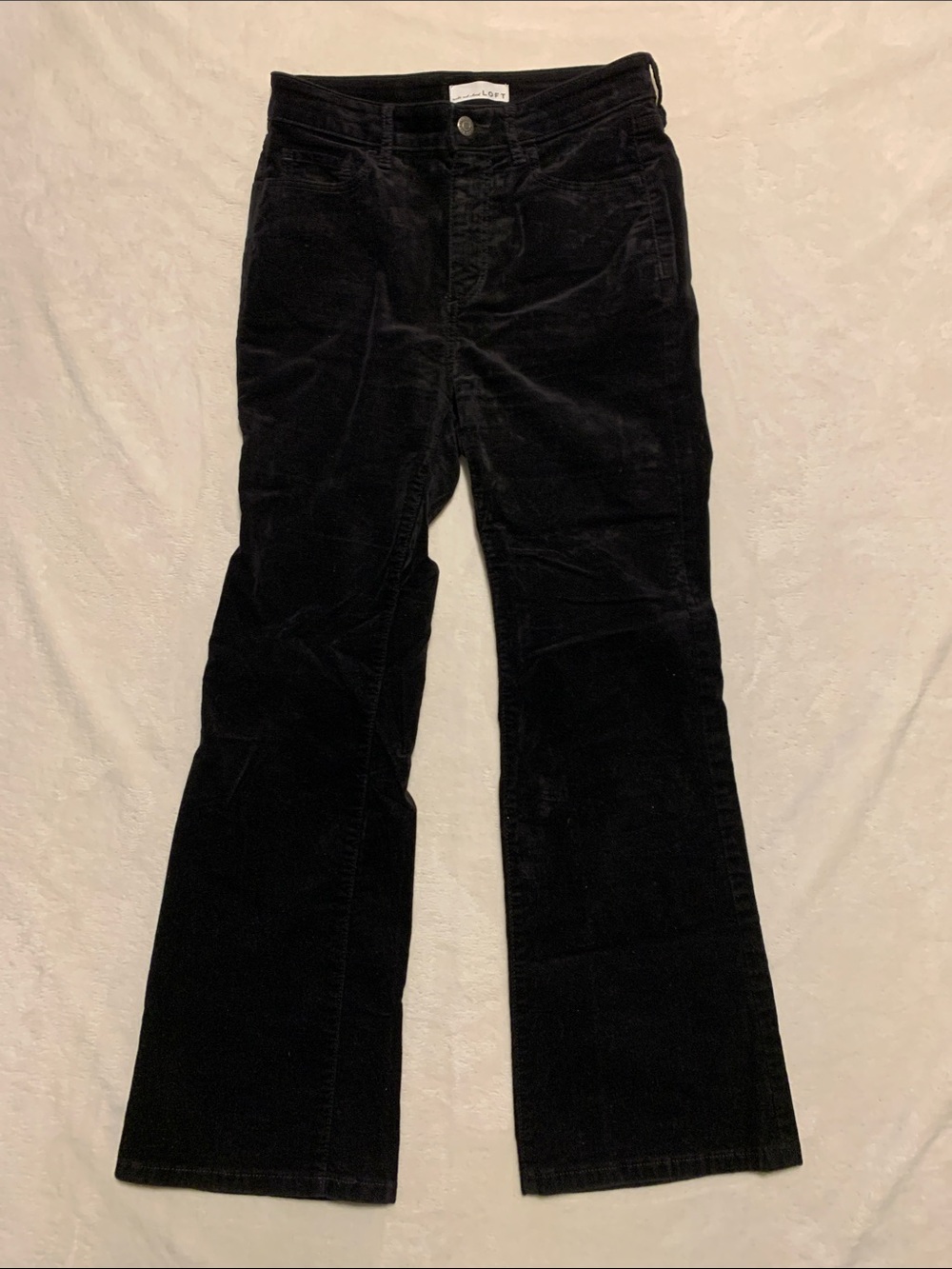 LOFT Black Velvet High Rise Flare Jeans 27/4